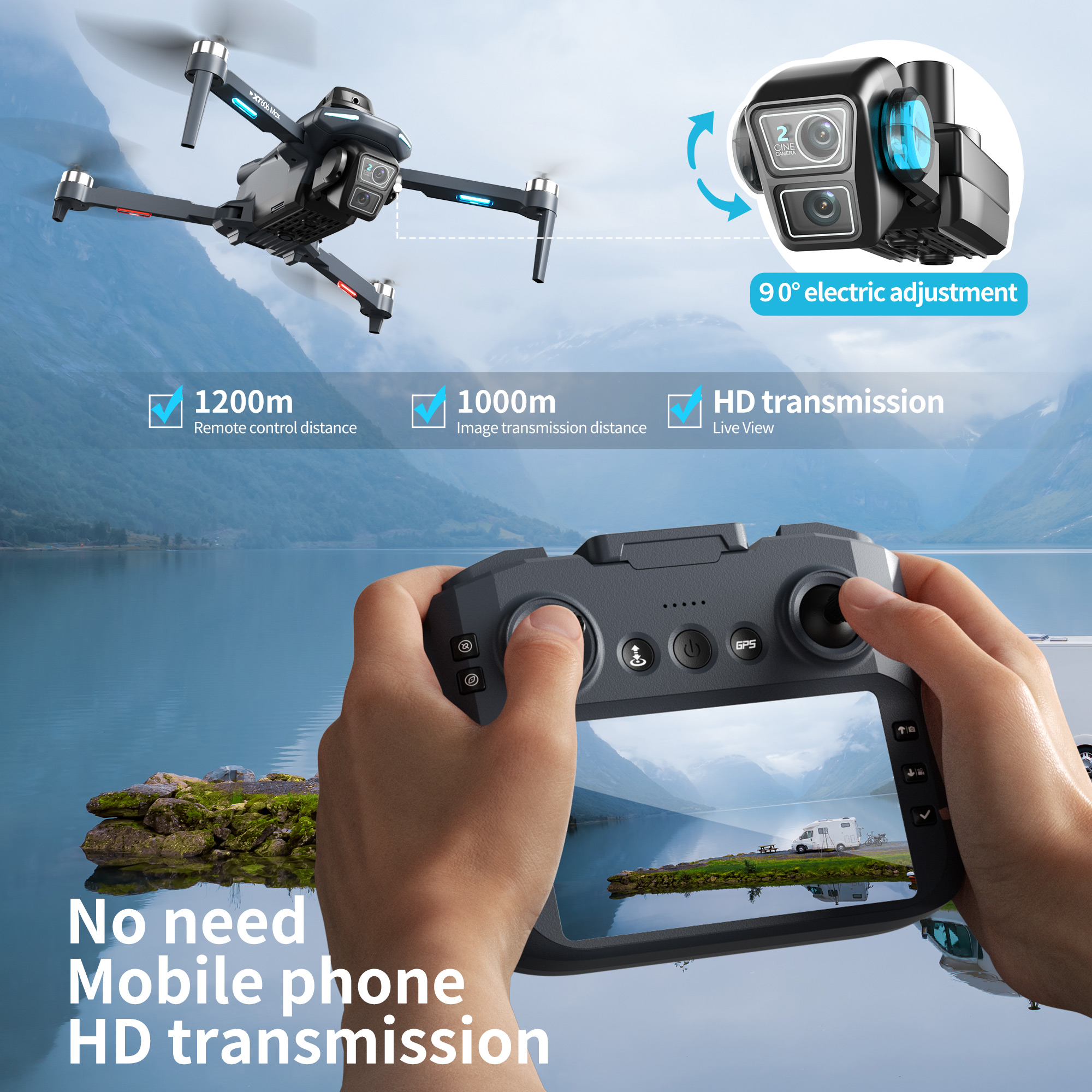 XT606 MAX GPS NEW Drone 8k Pro - Drone Gimbal Mount reseña y precio